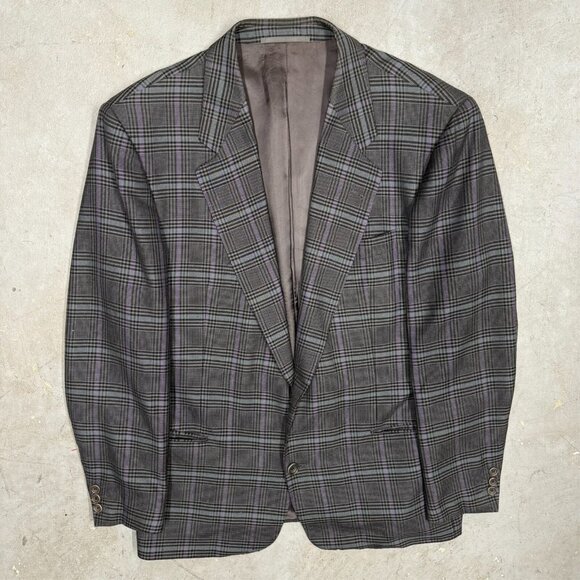 Vintage Windsor 100% Cashmere Blazer Glen Check Sport Coat Brown 42R - Picture 2 of 12